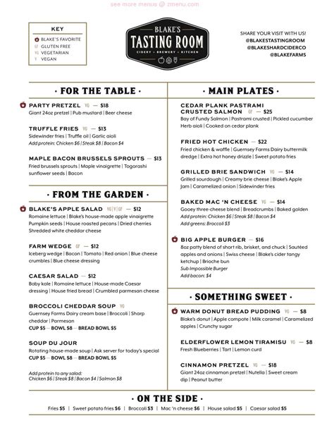 blake's tasting room menu